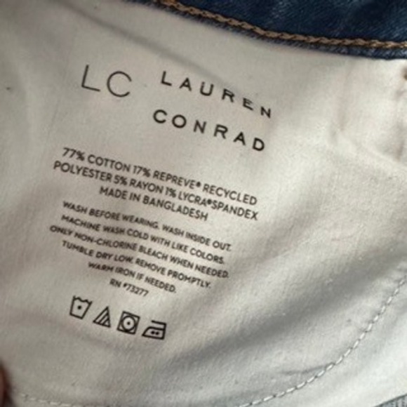 LC Lauren Conrad Skinny Jeans Medium Wash Distressed Cuffed Women's Size 14 - Picture 2 of 12